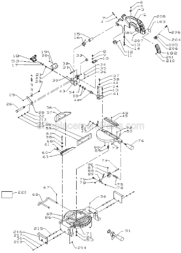 Page A Diagram and Parts List for FS110L Type 1 Black and Decker Miter Saw